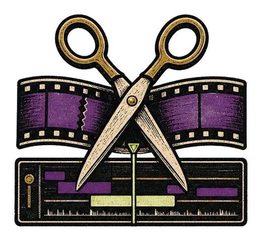 Custom film splice and editing timeline emblem